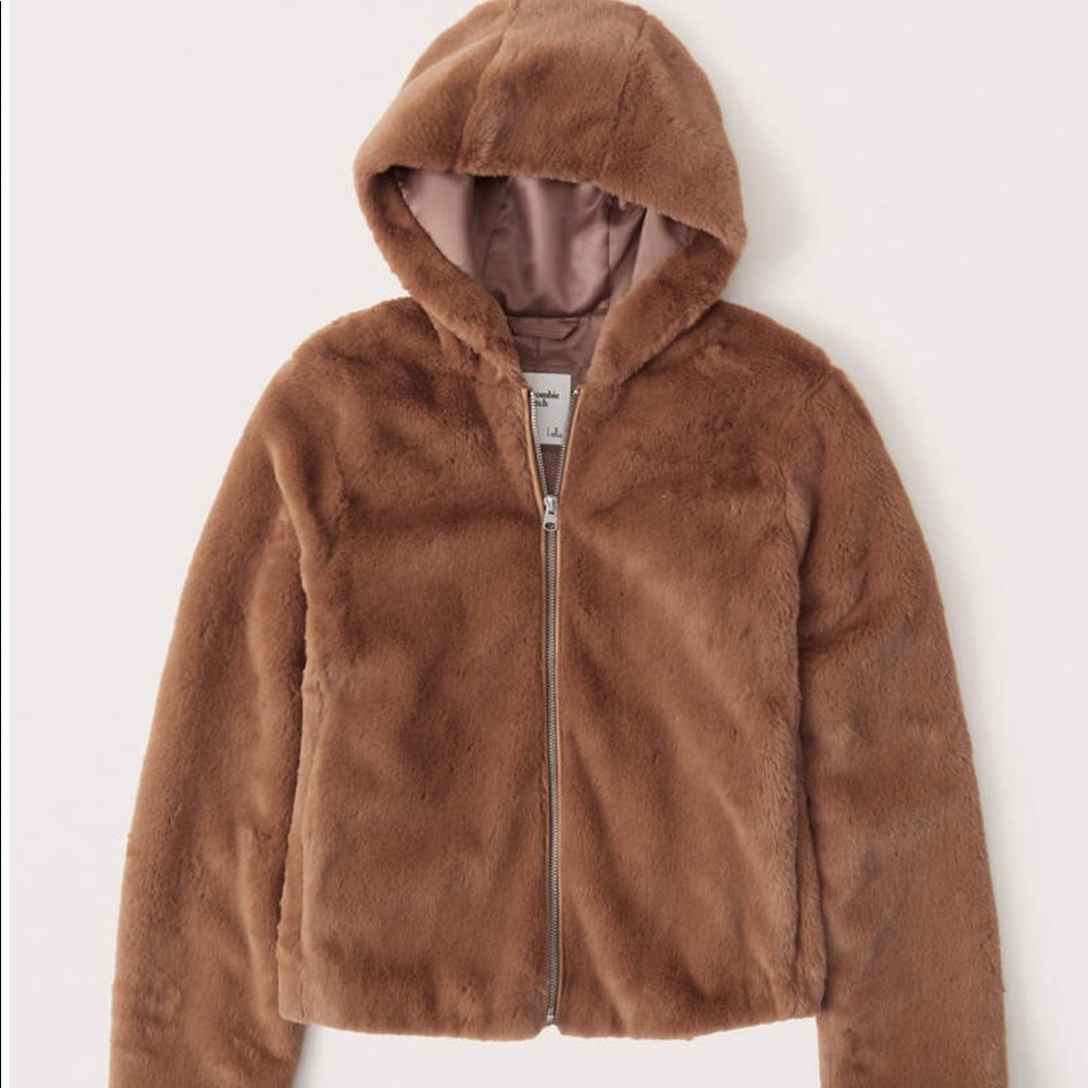 Abercrombie & Fitch Hooded Faux Fur Jacket